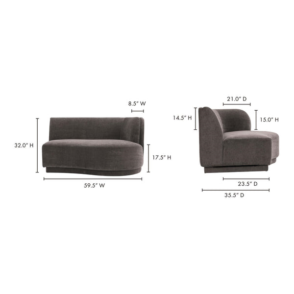 Moe's Yoon 2 Seat Sofa in Grey