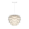 Aluvia Mini Hardwired Pendant in Pearl with White Cord