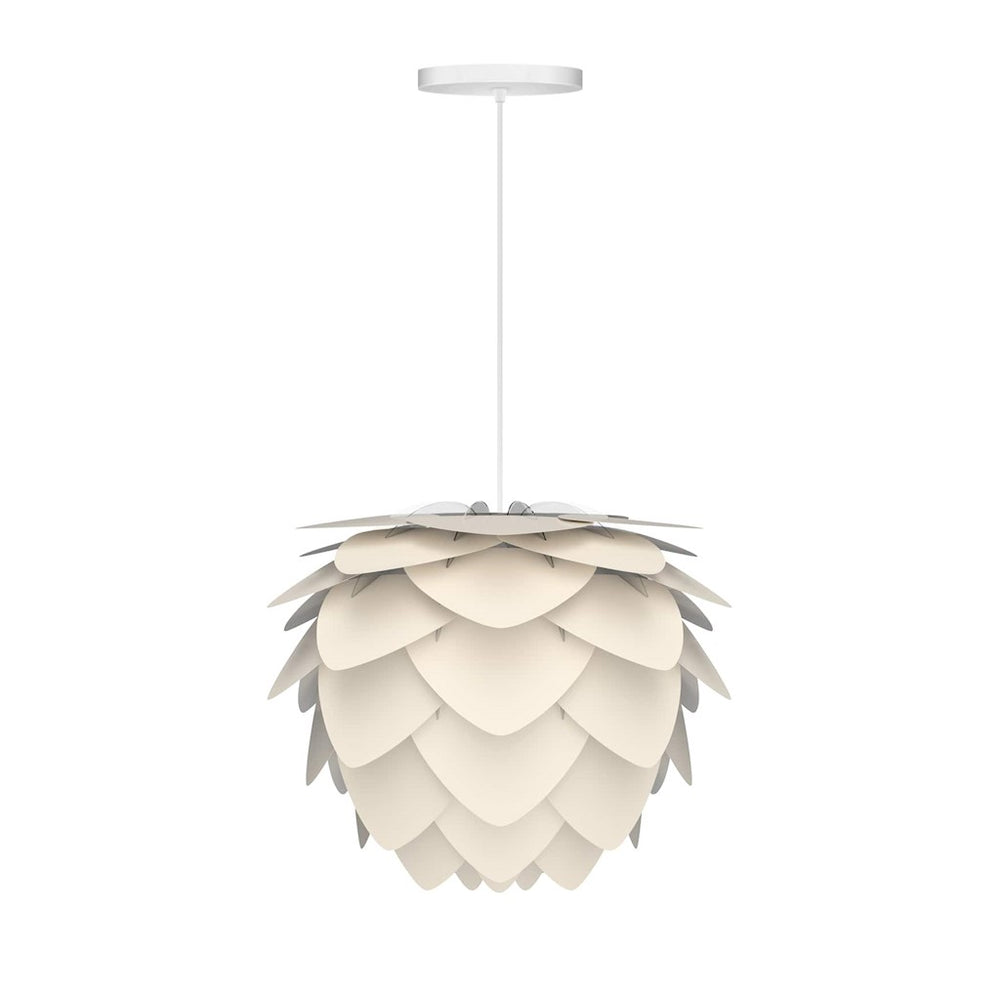 Aluvia Mini Hardwired Pendant in Pearl with White Cord