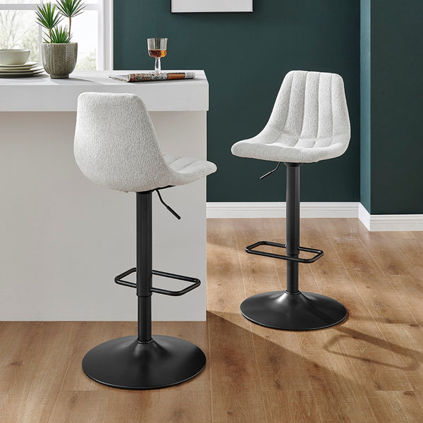 Robert KD Fabric Gaslift Swivel Bar Stool, Posh Ivory