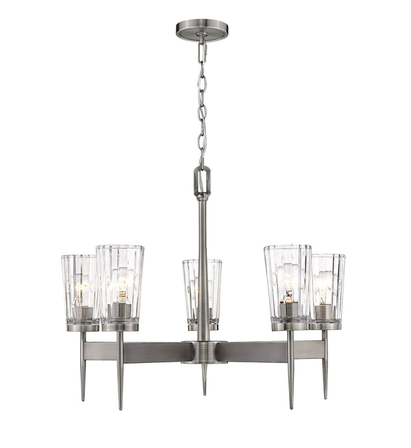 Flair 5 Light Chandelier in Antique Nickel Finish
