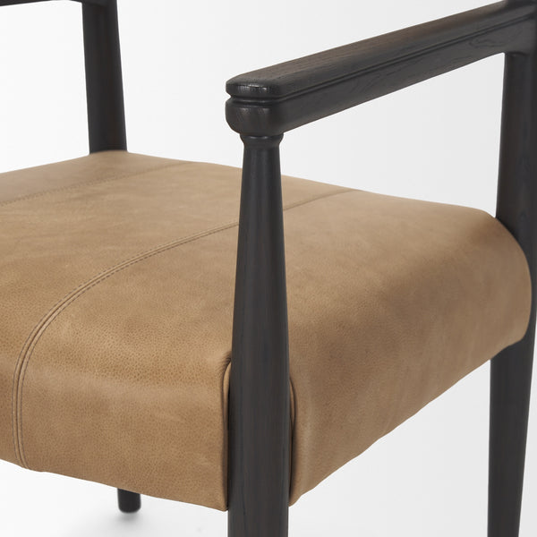 Toni Dark Brown Wood w/ Chestnut Leather Dining Chair