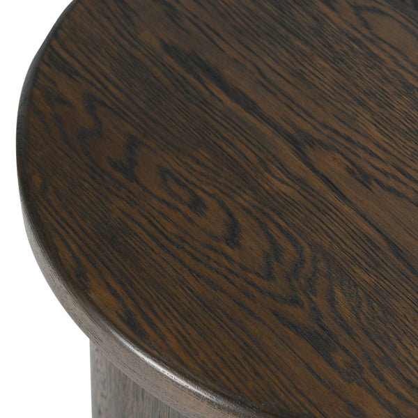 Runa Solid Wood Round End Table - Coffee Brown