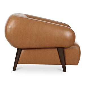 Devlin Lounge Chair in Tan Leather with Ash Legs