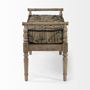Fullerton II 57L x 21W Jute Patterned Top W/Brown Wood Base Accent Bench