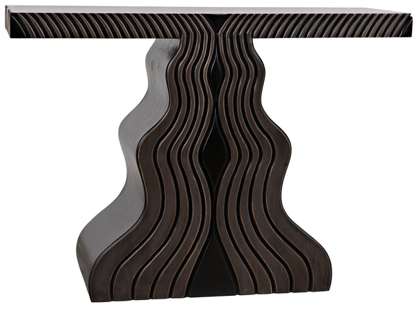 Ray Mahogany and Veneer Console in Pale with Light Brown Highlights