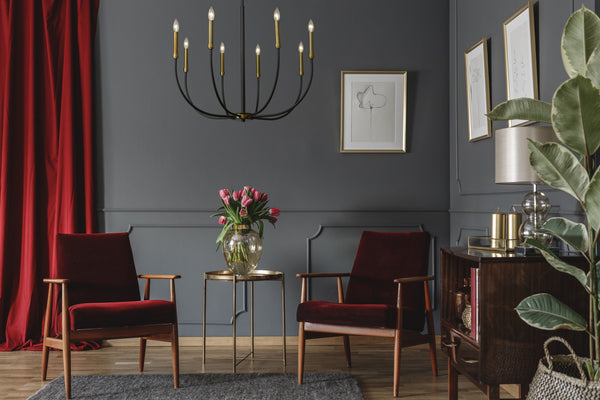 Haylie 8 Light Chandelier in Matte Black + Olde Brass Finish
