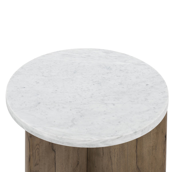 Toli End Table In Italian White Marble