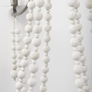 Selma White Wood Bead and Metal Chandelier