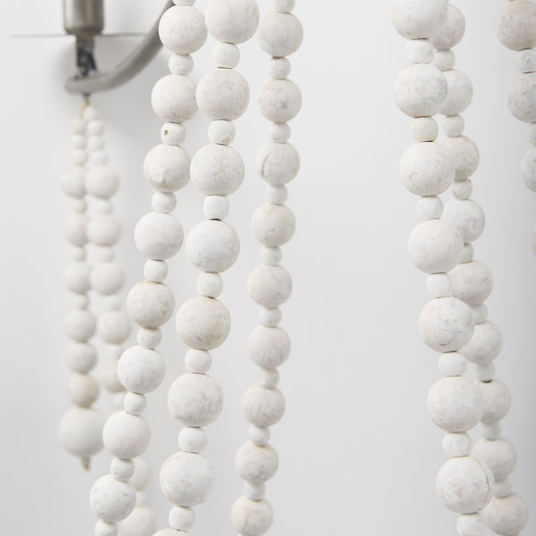 Selma White Wood Bead and Metal Chandelier