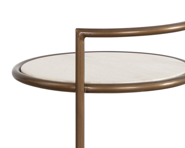 PARGA END TABLE - RUSTIC BRONZE - TRAVERTINE LOOK