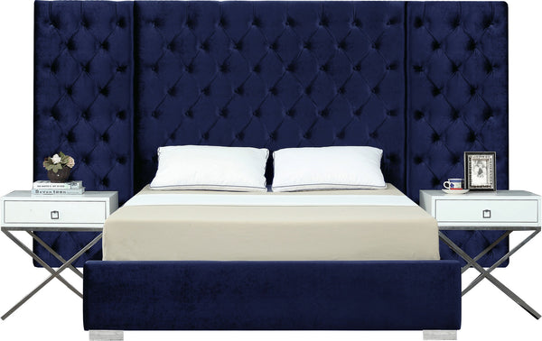 Irene King Bed In Navy Velvet