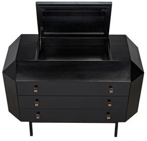 Rhiana Mahogany Dresser with Brass Pulls in Hand-Rubbed Black Finish