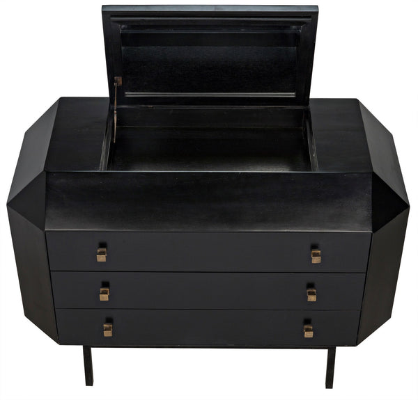 Rhiana Mahogany Dresser with Brass Pulls in Hand-Rubbed Black Finish