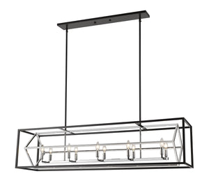 Euclid 10 Light Island/Billiard in Chrome + Matte Black Finish