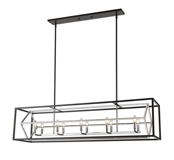 Euclid 10 Light Island/Billiard in Chrome + Matte Black Finish