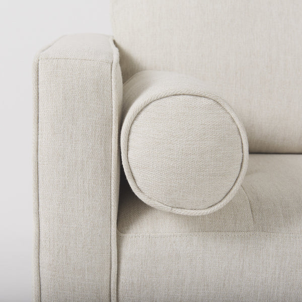 Loretta 40.7L x 36.2W x 33.9H Cream Fabric Chair W/ Two Bolster Cushions