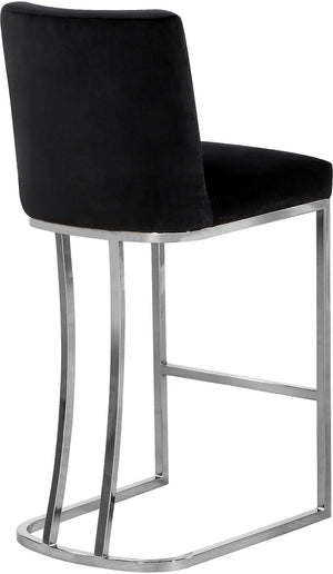 Rick Stool In Black Velvet and Chrome