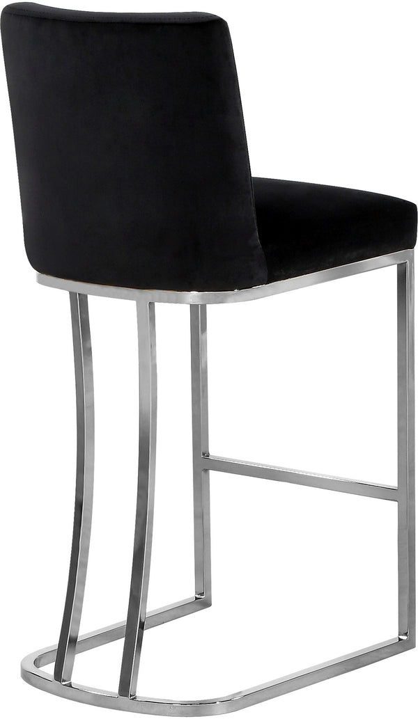 Rick Stool In Black Velvet and Chrome