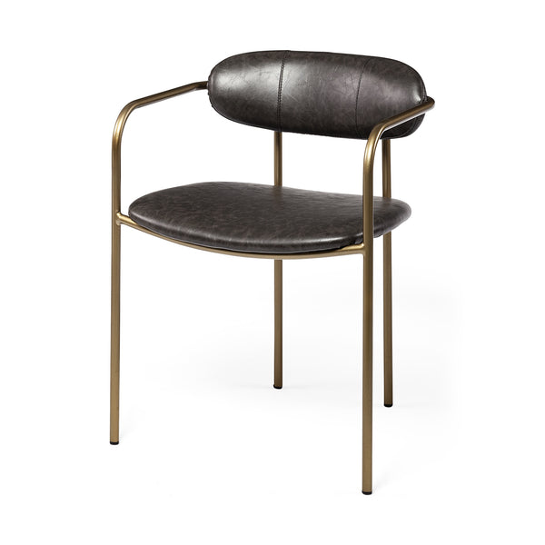 Parker Brown Faux Leather Seat Gold Metal Dining Chair