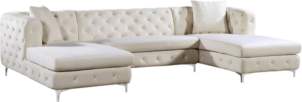 Verna 3pc. Sectional In Cream Velvet