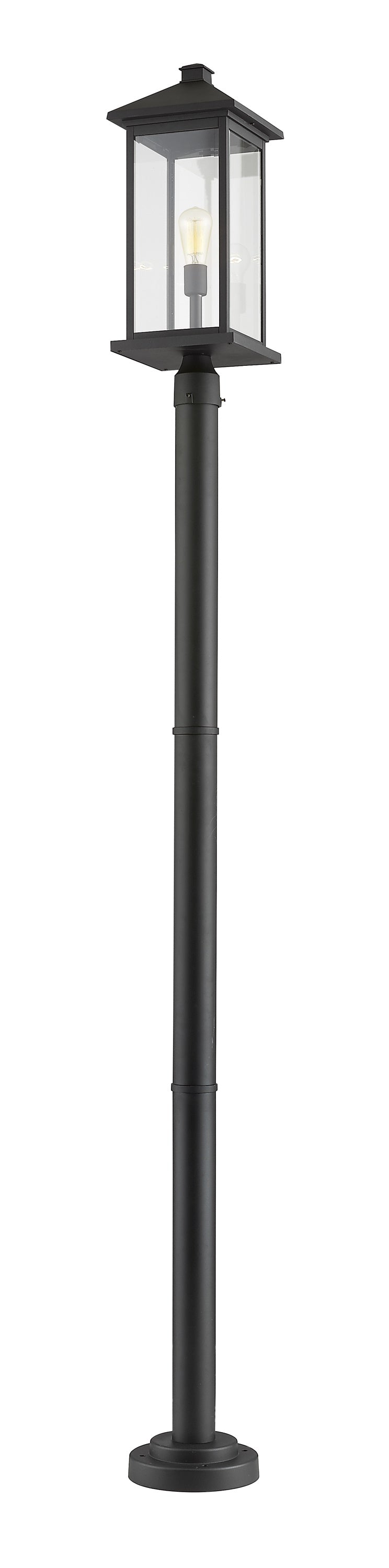 Portland 1 Light Outdoor Post Mounted Fixture in Black Finish