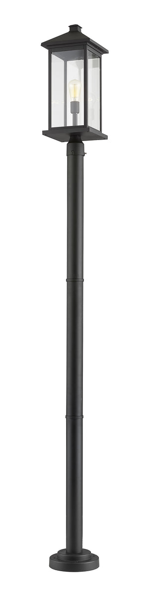 Portland 1 Light Outdoor Post Mounted Fixture in Black Finish
