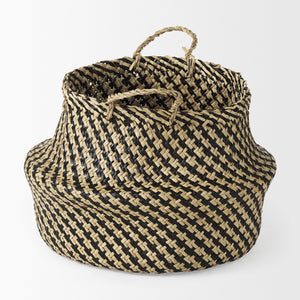 Gaia  17.7L x 17.7W x 20.5H Set of 3 Light and Dark Brown Cross Patterend Belly Seagrass Basket