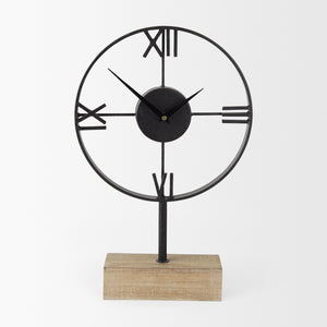 Oris Black Metal/Wood Open Frame Table Clock