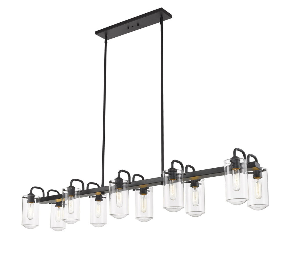 Delaney 10 Light Island/Billiard in Matte Black Finish