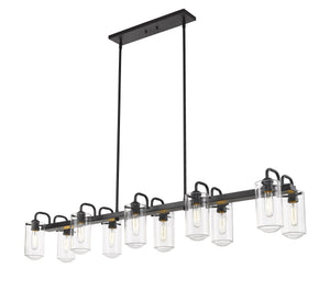Delaney 10 Light Island/Billiard in Matte Black Finish