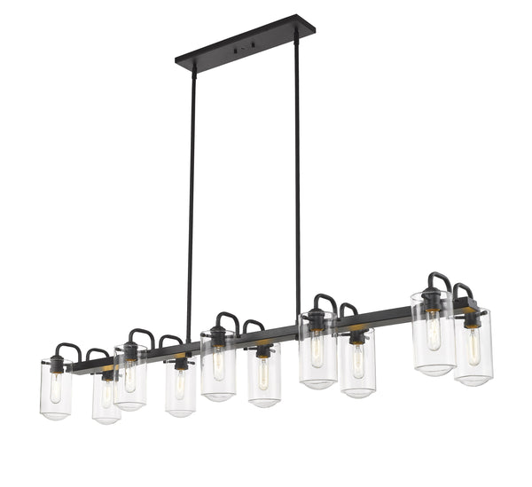 Delaney 10 Light Island/Billiard in Matte Black Finish