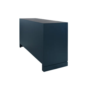 FOUR DOOR BUFFET WITH TRELLIS OVER PAINTED CANE DOORS IN MATTE NAVY LACQUER