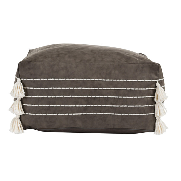 Ezekiel Vegan Leather Pouf, Brown