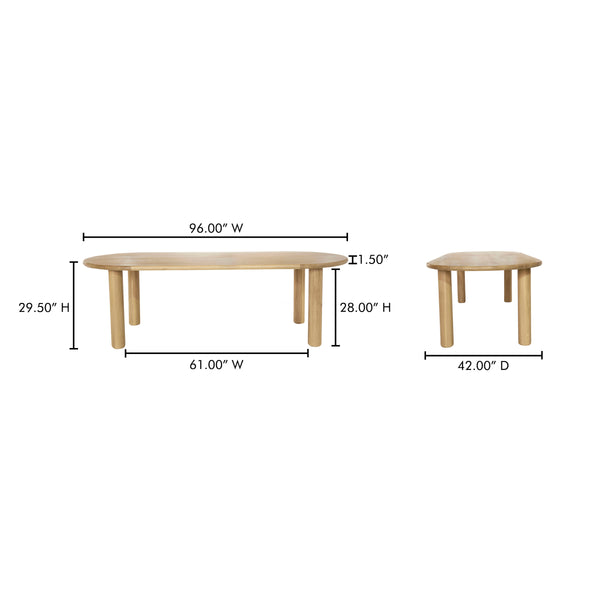 Moe's Milo Large Dining Table in Oak Finish