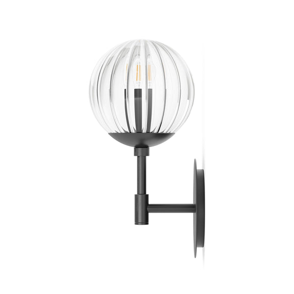 Sunset Sconce In Black Gunmetal And Clear Ribbon Glass