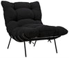 Hanzo Sungkai/Mindi Chair with Industrial Steel Legs in Charcoal Black Cotton