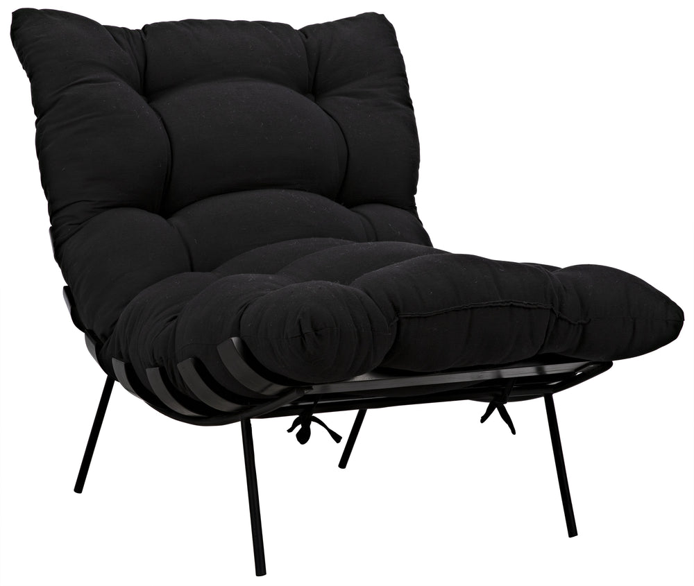 Hanzo Sungkai/Mindi Chair with Industrial Steel Legs in Charcoal Black Cotton