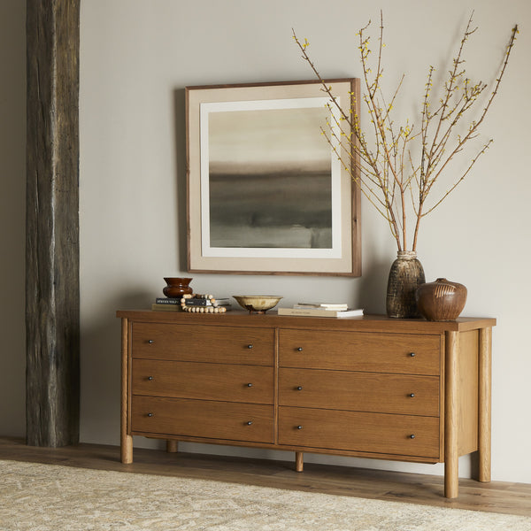 Roark 6 Drawer Dresser In Amber Oak Veneer
