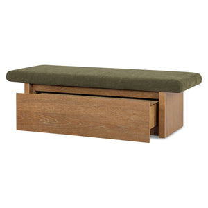 Gemma Storage Bench Dark Green with Wooden Base