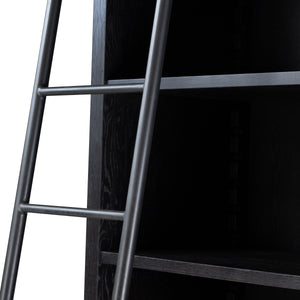 Admont Bookcase And Ladder In Worn Blk