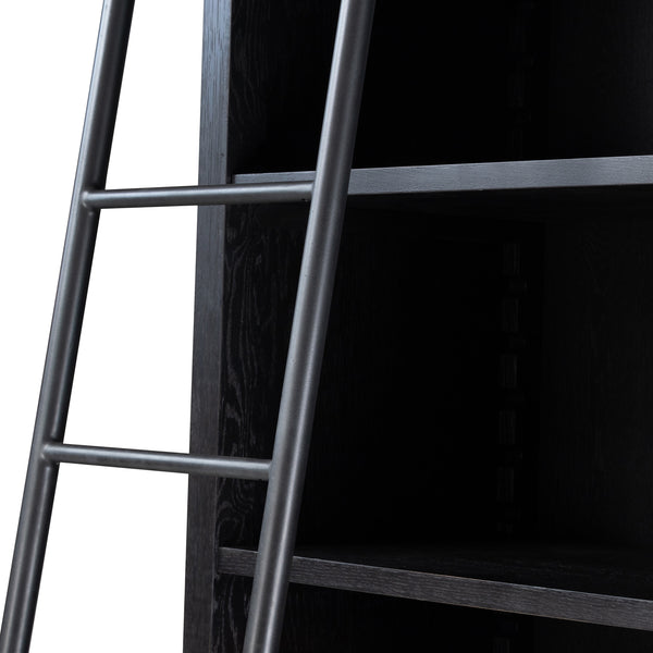 Admont Bookcase And Ladder In Worn Blk