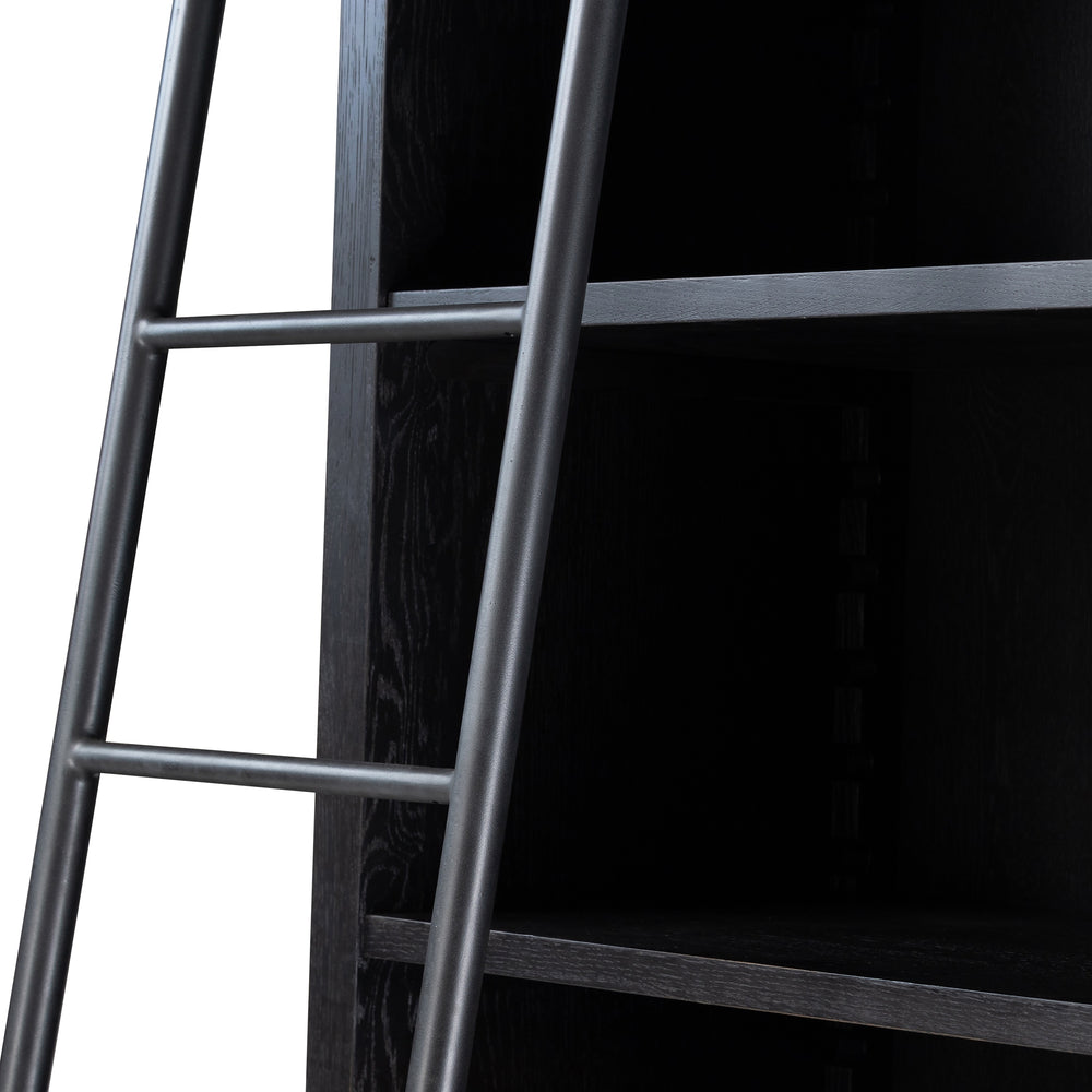 Admont Bookcase And Ladder In Worn Blk