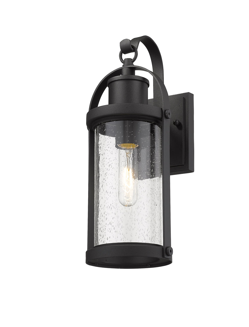 Roundhouse 1 Light Outdoor Wall Sconce in Black Finish