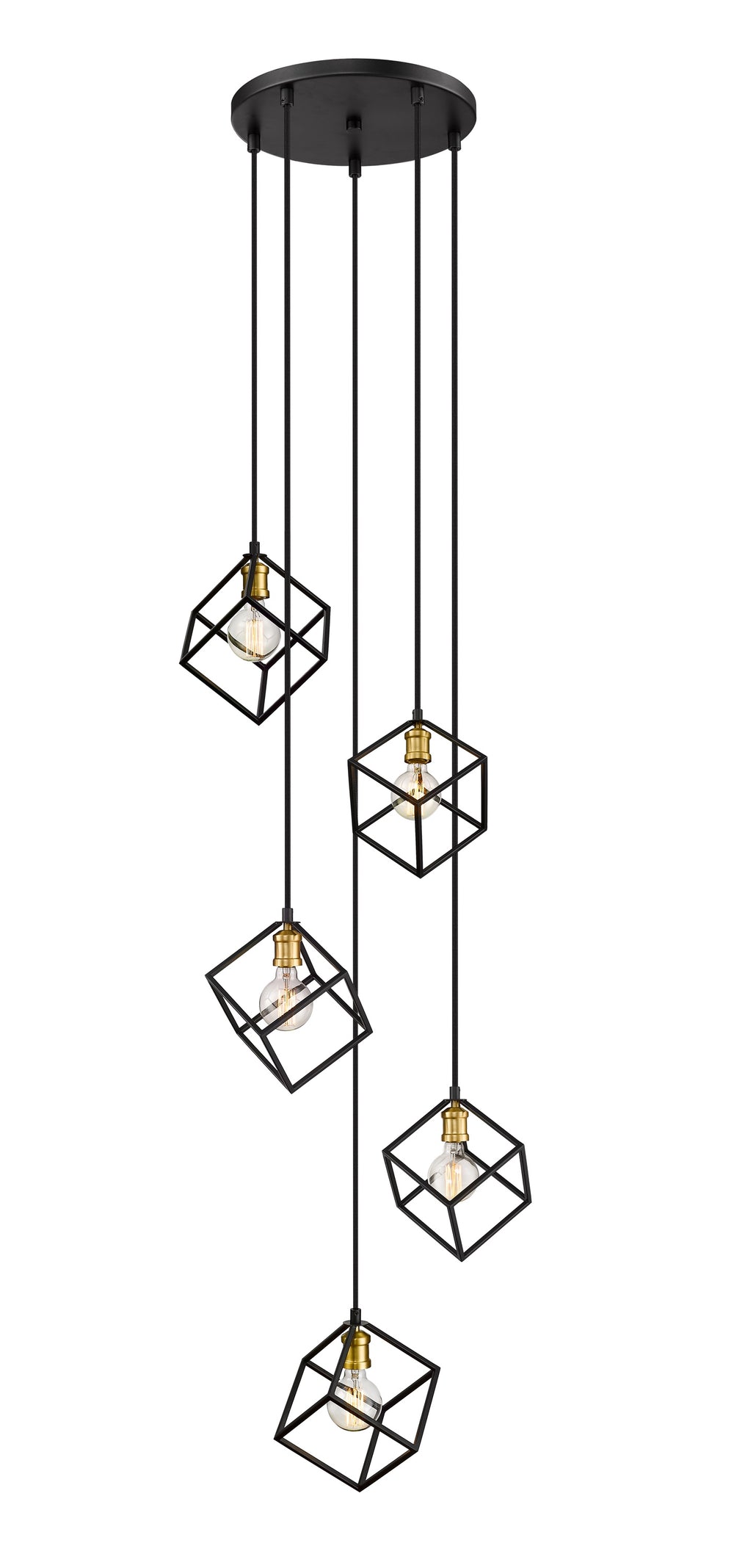 Vertical 5 Light Pendant in Bronze + Olde Brass Finish
