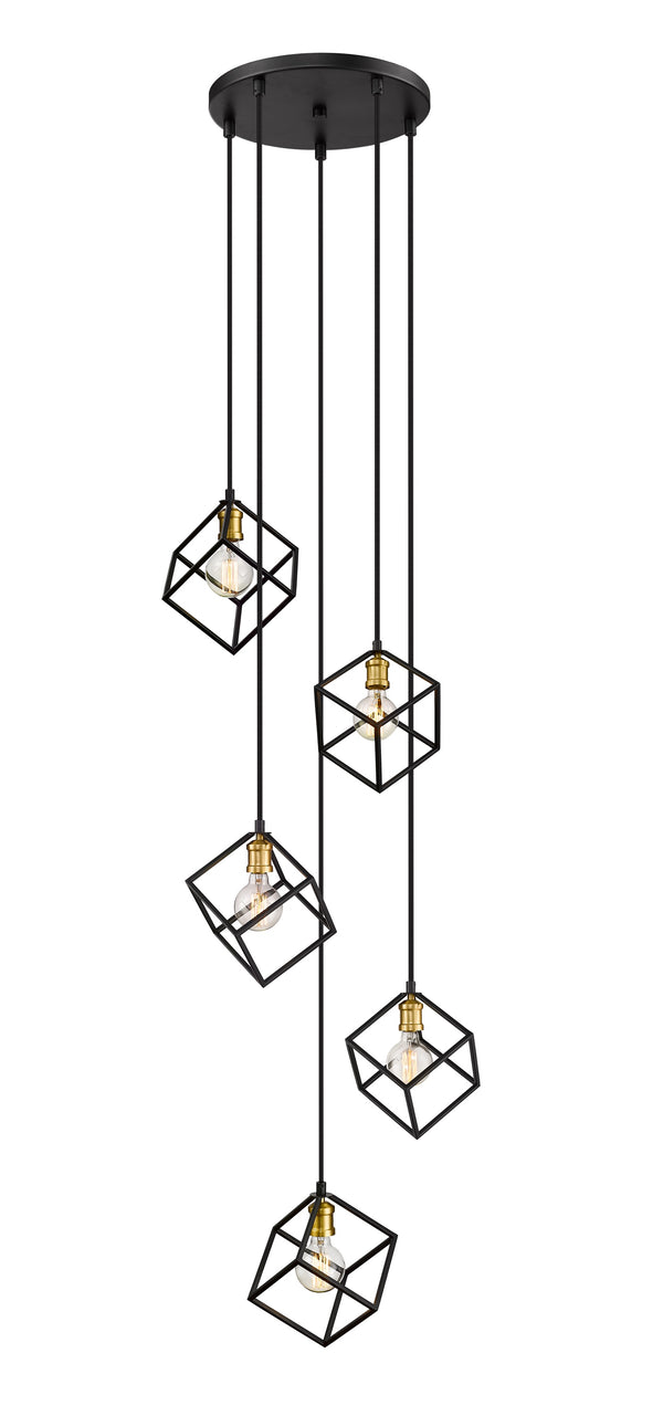 Vertical 5 Light Pendant in Bronze + Olde Brass Finish