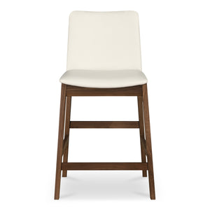 Deco Counter Stool in White with Walnut Frame