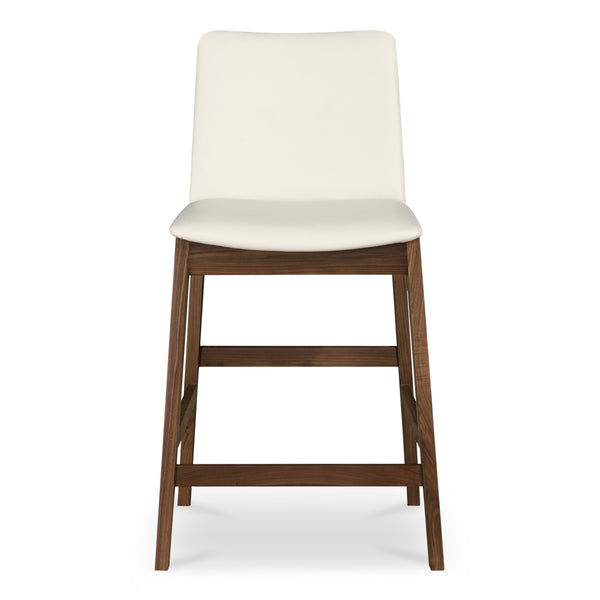 Deco Counter Stool in White with Walnut Frame