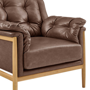 Larry Faux Leather Tufted Accent Arm Chair, Casa Brown