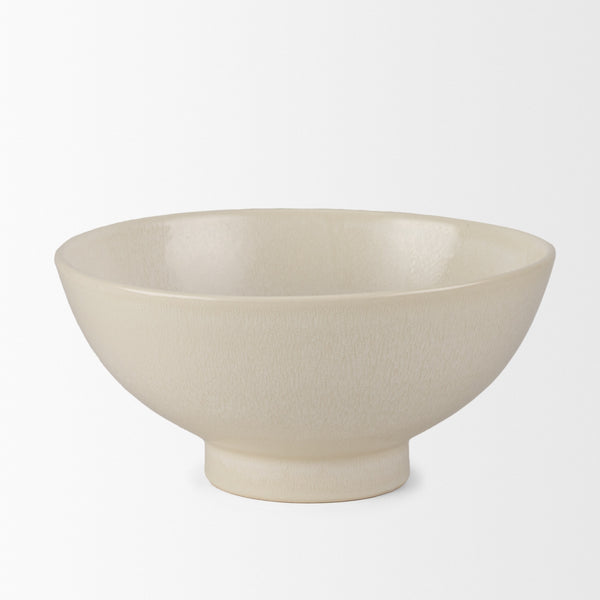 Tyren Cream Glazed Decorative Round Ceramic Bowl